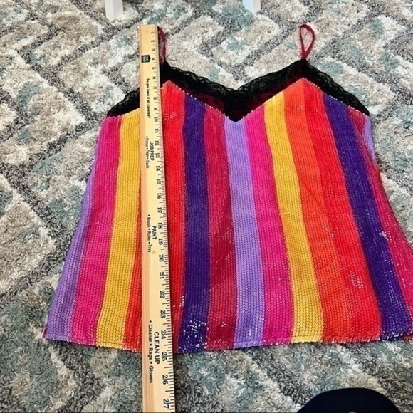 Olivia Ruben womens Rainbow Stripe Sequin Sleeveless Top size 8 - Picture 6 of 12